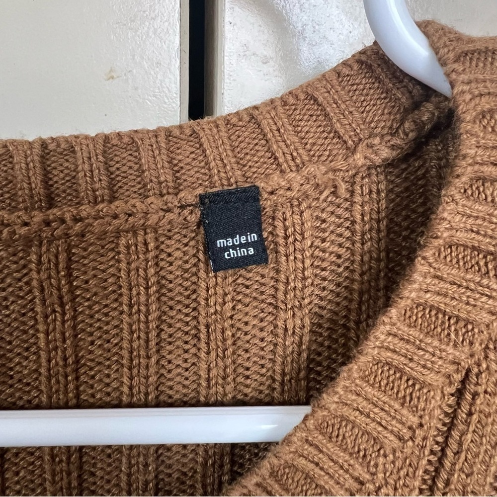 CAbi Mustard Brown Luna Pullover Ribbed Chunky Boxy Crop Sweater Size XS - Picture 7 of 12